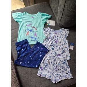 Mermaid 4 Piece Pajama Mix & Match 4T Toddler Girl NWT